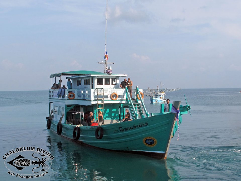 Chaloklum Diving's big boat on Koh Phangan, Thailand