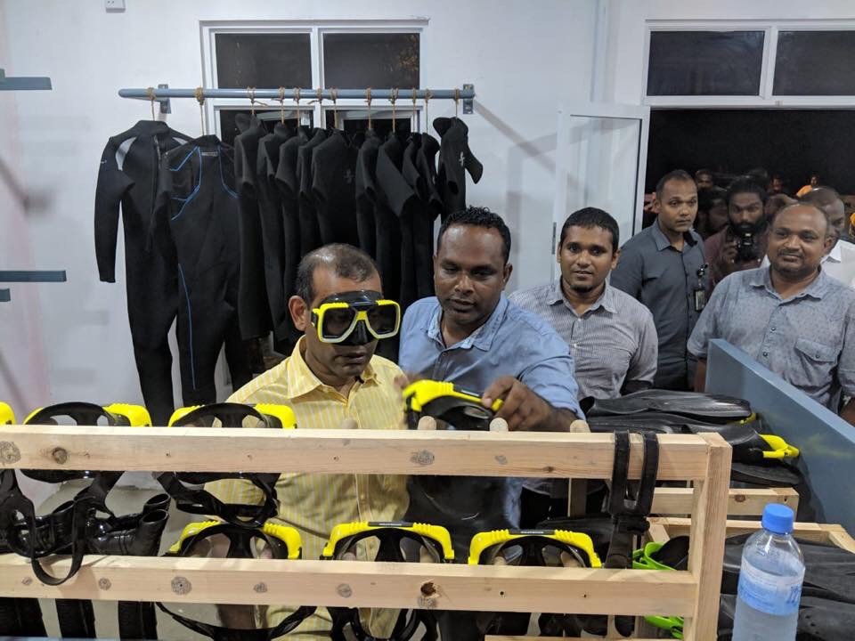 President  Mohamed Nasheed open our dive center 