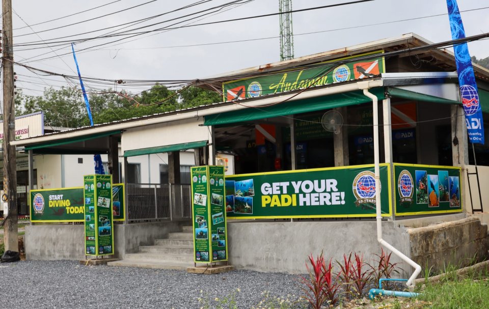 Andaman Dive Adventure's PADI 5 * IDC Dive Center on the road in Longbeach area
