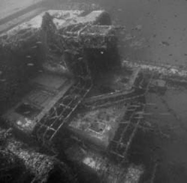 Sugar ship wreck from the front